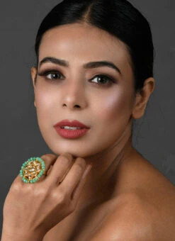 Green Designer Ring Party Wear -C Bazaar Shop green designer ring hnjdunvfemirg007 b