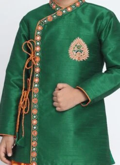 Green Dupion Silk Indowestern Sherwani Wedding Wear