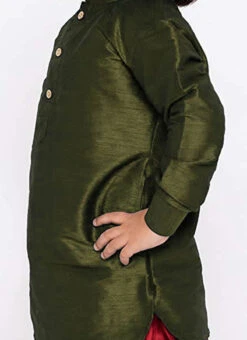 Green Dupion Silk Kurta Pyjama