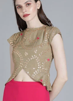 Green Embroidered Chinon Fabric Blouse Wedding Wear 6 Green Embroidered Chinon Fabric Blouse Wedding Wear -C Bazaar Shop green embroidered chinon fabric blouse BLBS02209599 u