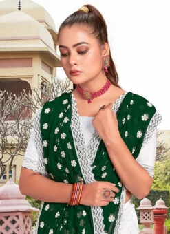 Green Faux Georgette Embroidered Half And Half Saree Party Wear 7 Green Faux Georgette Embroidered Half And Half Saree Party Wear -C Bazaar Shop green faux georgette embroidered half and half saree sasunk2094 b