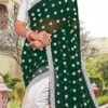 Green Faux Georgette Embroidered Half And Half Saree Party Wear