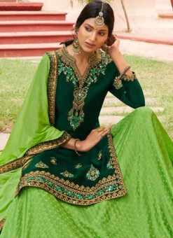 Green Faux Georgette Umbrella Lehenga Party Wear -C Bazaar Shop green faux georgette umbrella lehenga ghska4744774 b