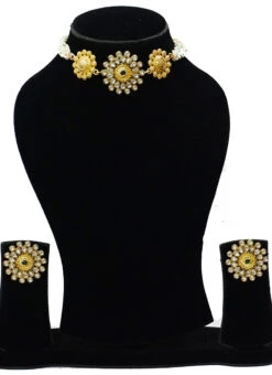 Green Floral Kundan Necklace Set Party Wear 5 Green Floral Kundan Necklace Set Party Wear -C Bazaar Shop green floral kundan necklace set jyddrj10112th b
