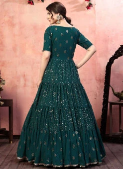 Green Georgette Anarkali Gown Party Wear -C Bazaar Shop green georgette anarkali gown bgwsom4524 b