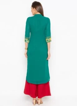 Green Georgette Embroidered Kurta Palazzo Set Party Wear 7 Green Georgette Embroidered Kurta Palazzo Set Party Wear -C Bazaar Shop green georgette embroidered kurta palazzo set krsmnc2101 b