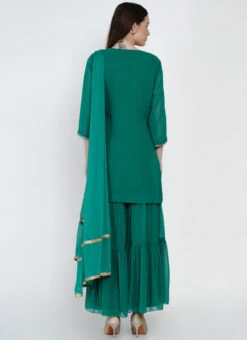 Green Georgette Kurta Sharara Set Party Wear -C Bazaar Shop green georgette kurta sharara set slsdrnr482 b