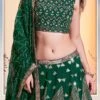 Green Georgette Sequins A Line Lehenga Choli Party Wear