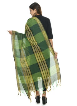 Green Handloom Cotton Weaving Work Dupatta Work Wear -C Bazaar Shop green handloom cotton weaving work dupatta dpdmimfd076 b