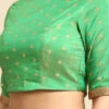Green Jacquard Boat Neck Blouse Festive Wear