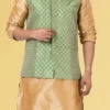 Green Jacquard Silk Nehru Jacket