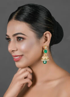 Green Jhumka Earrings Party Wear -C Bazaar Shop green jhumka earrings erdfemnw023 b