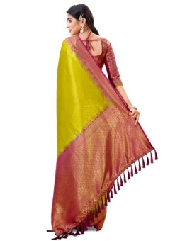 Green Kanjivaram Silk Zari Woven Work Saree Festive Wear -C Bazaar Shop green kanjivaram silk zari woven work saree sasacw5007 b