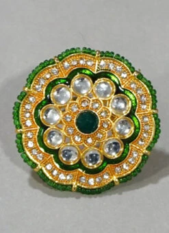 Green Kundan Ring Party Wear -C Bazaar Shop green kundan ring hrjddrj113280 b