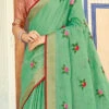 Green Linen Zari Work Saree Festive Wear