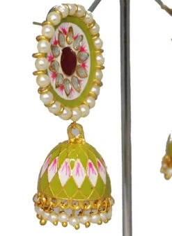 Green Meenakari Jhumka Party Wear