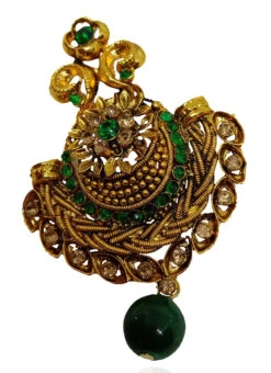 Green N Gold Alloy Danglers Festive Wear