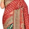 Green N Red Art Silk Kancheepuram Half N Half Sare Festive Wear