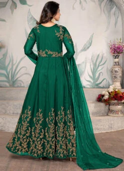 Green Net Embridered Work Anarkali Suit Party Wear -C Bazaar Shop green net embridered work anarkali suit slska4501663b b