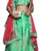 Green Satin Silk Zari Embroidered A Line Lehenga Festive Wear