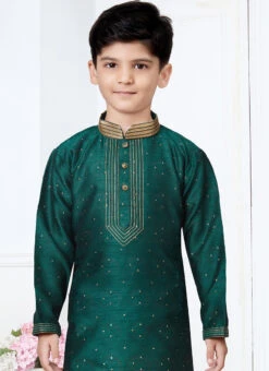 Green Silk Jacquard Kurta Pyjama Party Wear -C Bazaar Shop green silk jacquard kurta pyjama kdbmsgr707 b