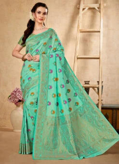 Green Soft Silk Zari Weaving Work Saree Festive Wear -C Bazaar Shop green soft silk zari weaving work saree samtab01 u