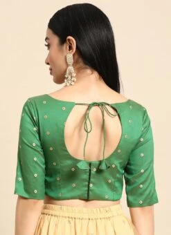 Green Taffeta Blouse Festive Wear 11 Green Taffeta Blouse Festive Wear -C Bazaar Shop green taffeta blouse BLBS02303768 b