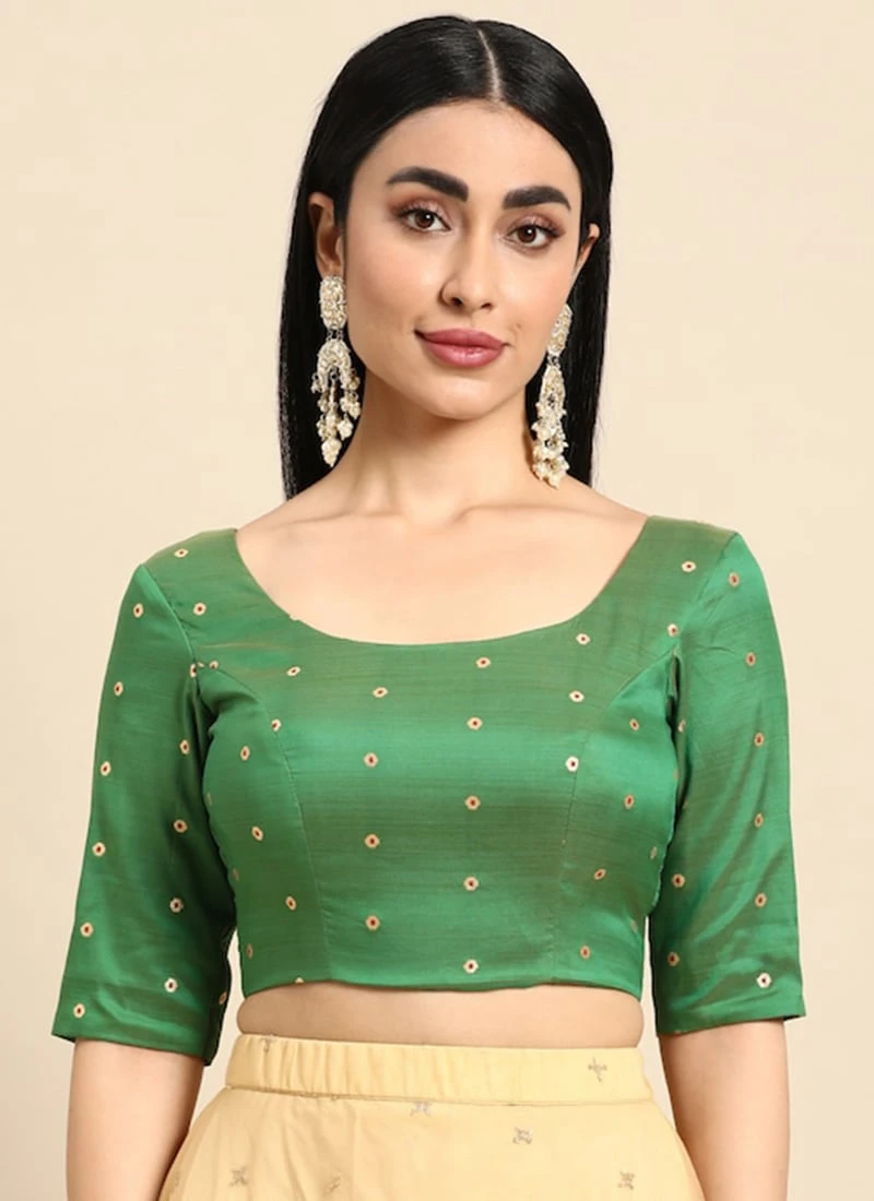 Green Taffeta Blouse Festive Wear 3 Green Taffeta Blouse Festive Wear - Image 3