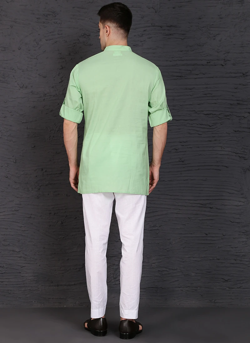 Green Viscose Cotton Kurta 3 Green Viscose Cotton Kurta - Image 3