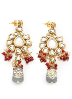 Grey Alloy Kundan Danglers Party Wear -C Bazaar Shop grey alloy kundan danglers ermni221 b