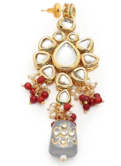 Grey Alloy Kundan Danglers Party Wear