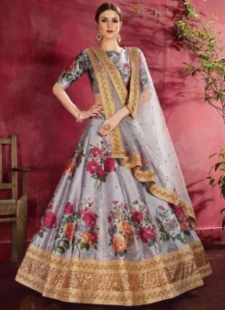 Grey Art Silk A Line Lehenga Party Wear 6 Grey Art Silk A Line Lehenga Party Wear -C Bazaar Shop grey art silk a line lehenga ghmkns7510 u