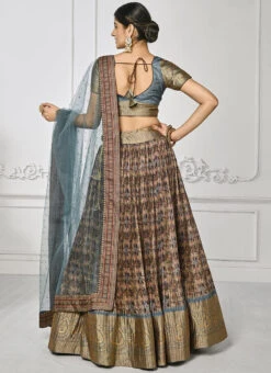 Grey Art Silk Digital Print A Line Lehenga Festive Wear -C Bazaar Shop grey art silk digital print a line lehenga ghsjssbsl1624 b