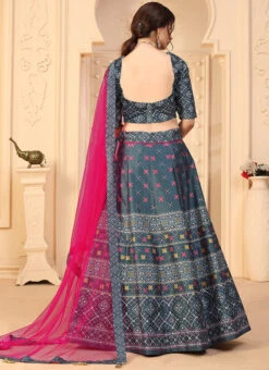 Grey Art Silk Umbrella Lehenga Party Wear Party Wear -C Bazaar Shop grey art silk umbrella lehenga party wear ghsom115 b