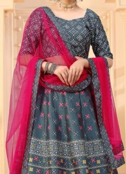 Grey Art Silk Umbrella Lehenga Party Wear Party Wear