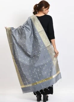 Grey Banarasi Silk Weaving Work Dupatta Work Wear -C Bazaar Shop grey banarasi silk weaving work dupatta dpdmimfd176 b