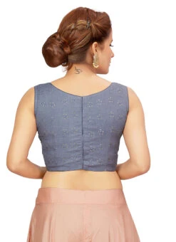 Grey Blended Cotton Sequins Blouse After Six Wear -C Bazaar Shop grey blended cotton sequins blouse blmff1829gy b