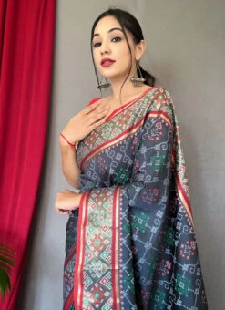 Grey Color Jacquard Woven Work Soft Silk Saree Festive Wear -C Bazaar Shop grey color jacquard woven work soft silk saree sasacw3839 b