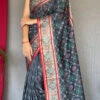 Grey Color Jacquard Woven Work Soft Silk Saree Festive Wear