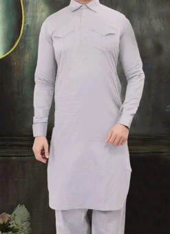 Grey Cotton Pathani Set Festive Wear
