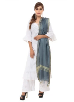 Grey Cotton Slub Weaving Work Dupatta Work Wear -C Bazaar Shop grey cotton slub weaving work dupatta dpdmimfd089 u