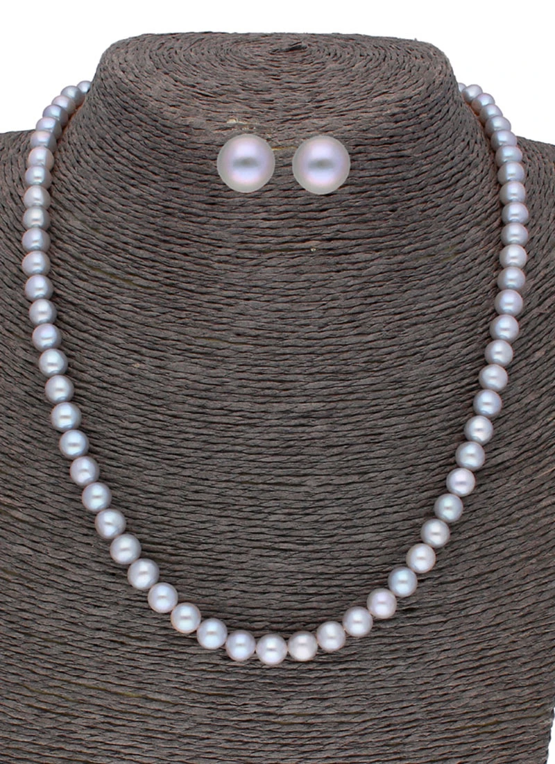 Grey Designer Necklace Set Party Wear 2 Grey Designer Necklace Set Party Wear - Image 2