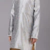 Grey Dupion Silk Jacquard Kurta Pyjama Festive Wear