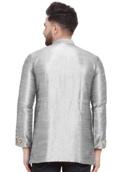 Grey Dupion Silk Kurta -C Bazaar Shop grey dupion silk kurta kudmf722gy b