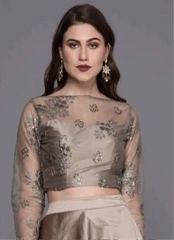 Grey Embroidered Blouse Wedding Wear 7 Grey Embroidered Blouse Wedding Wear -C Bazaar Shop grey embroidered blouse BLBS02305269 b