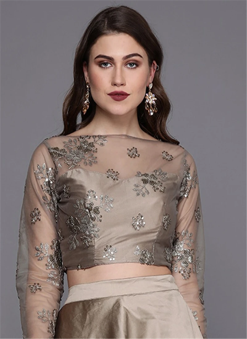 Grey Embroidered Blouse Wedding Wear 3 Grey Embroidered Blouse Wedding Wear - Image 3