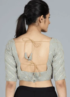 Grey Embroidered Georgette Blouse Festive Wear