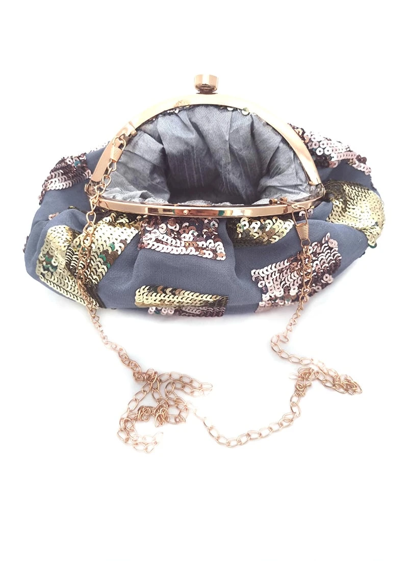 Grey Georgette Designer Clutch 1 Grey Georgette Designer Clutch