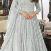 Grey Georgette Embroidered Designer Anarkali Suit Festive Wear