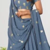 Grey Georgette Embroidered Umbrella Lehenga Party Wear